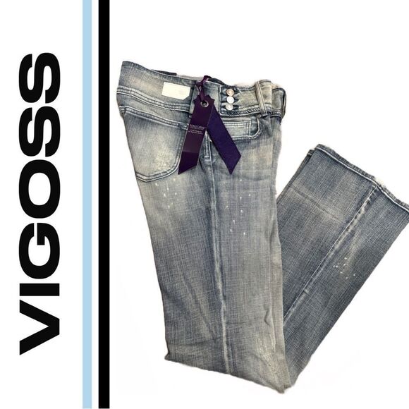 NWT Vigoss Jeans Flare “The Jordan Flare” Distressed Light-Washed Jeans - Size 7 - Picture 2 of 3